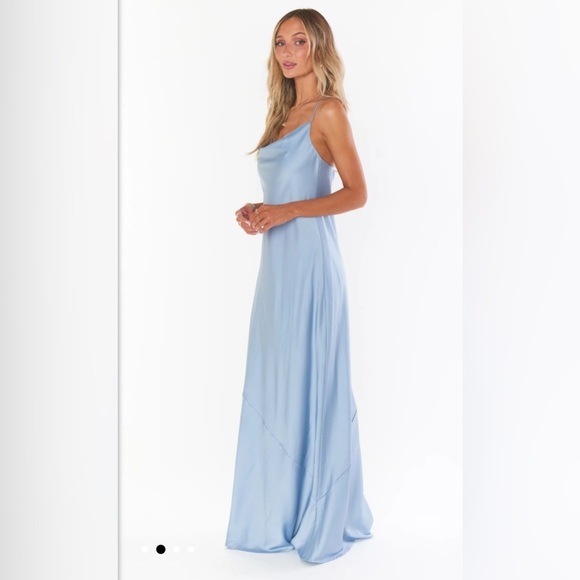 NWOT SHOW ME YOUR MUMU - Tuscany Maxi Slip Dress size S color: steel blue - Picture 2 of 4